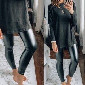 Black Faux leather legging pants Juniors one size